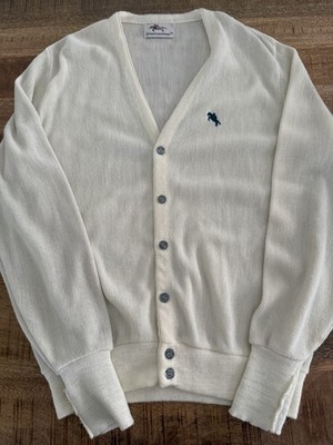 Vintage Steeplechase Cardigan Sweater Mens L Cream Horse Equestrian Preppy USA