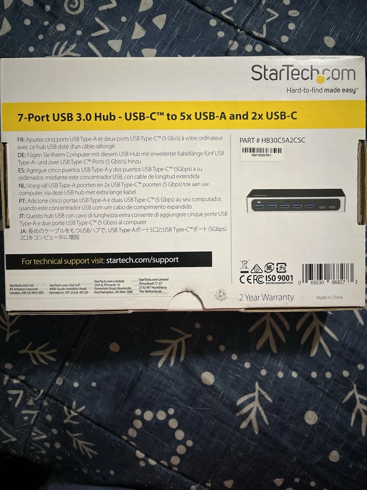 Concentrador USB C de 7 puertos StarTech con puerto de carga rápida - USB-C a 5x USB-A 2x USB-C  Foto 2 de 4