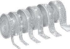 6 Rolls Rhinestone Ribbon Self Adhesive,6 Yard Silver Rhinestone Strips Self Adh