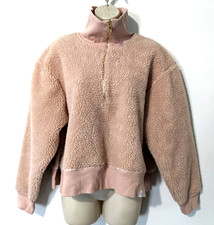 VARLEY Women's Daphne Cropped Sherpa Fleece 1/4 Zip Pullover Sweater Sz L EUC
