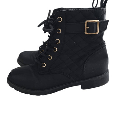 The Children's Place Girls Size 1 Black Quilted Buckle Lace Up High Top Boots