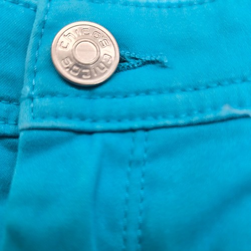 Chicos Platinum Crop Hose Türkis Blau Größe 2 Large Stretch 5-Pocket Cropped - Bild 5 von 16
