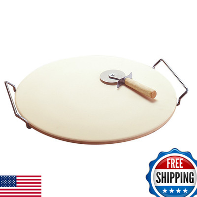 Goodcook Oven To Table Ceramic Stoneware Pizza Stone Metal Rack 14.75 White