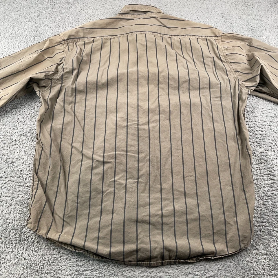 VTG Banana Republic Shirt Mens Large Green Blue Stripe Button Up Safari Travel - Image 4 of 4