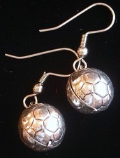 Soccer Ball Soccerball Earrings 2-sided Matte Silver Ox