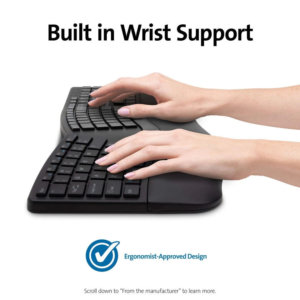 Ergonomic Wireless Keyboard Split Sloped Adjustable Tilt Bluetooth Spill Proof - Image 4 of 4