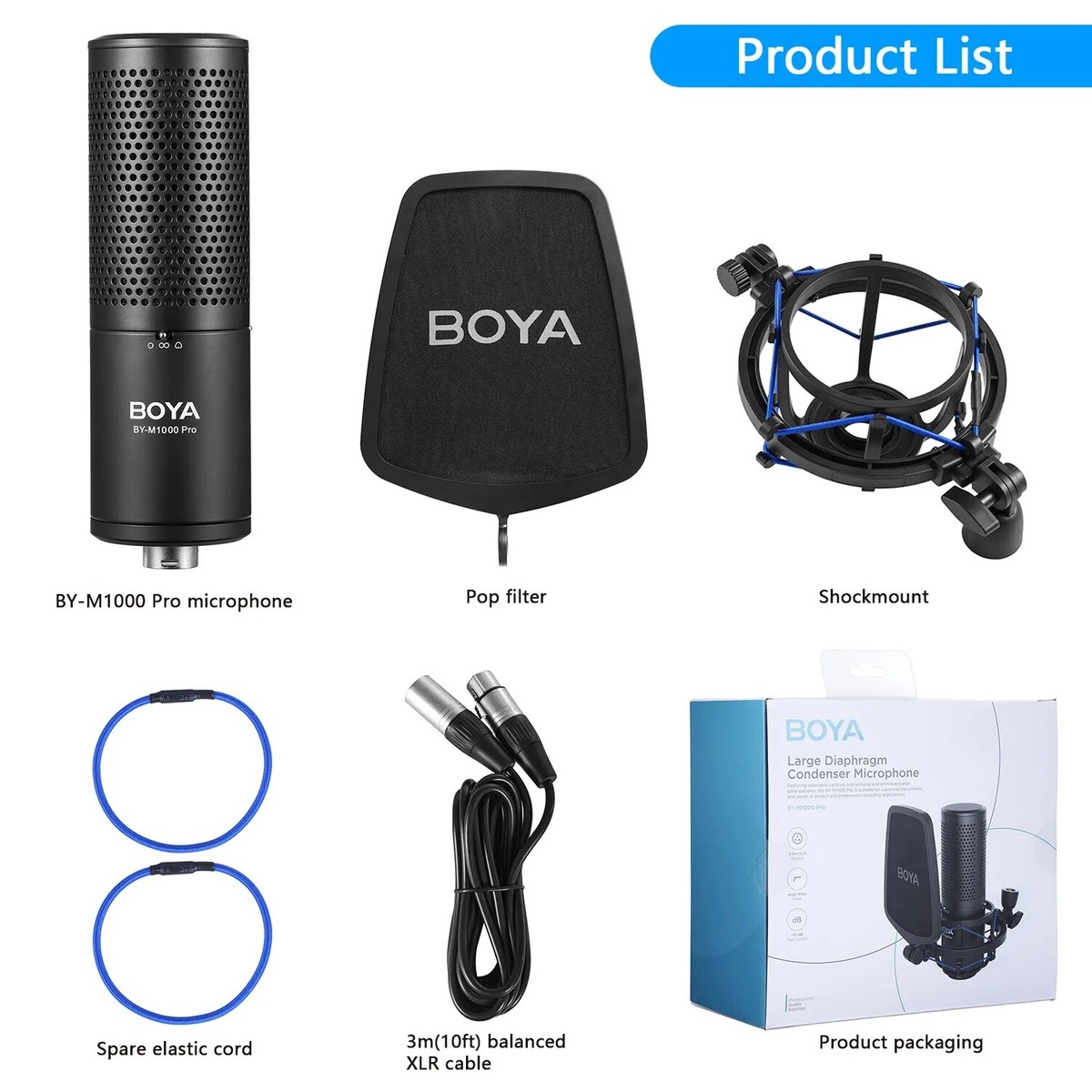 BOYA BY-M1000 PRO Large Diaphragm Condenser Studio Microphone