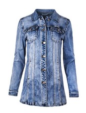 Fraternel Damen Jacke Mantel lange Jeansjacke...