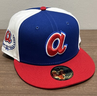New Era Atlanta Braves 59Fifty Blue Red Pinwheel Retro Fitted MLB