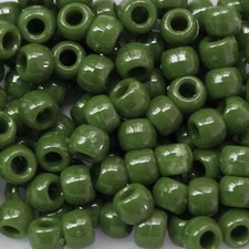 Pony Beads Jade Green Marbled Swirl Large Hole Beads Made in USA