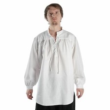 Mittelalter Piraten Schnürhemd Klingsor aus Baumwolle mit Stehkragen Piratenhemd