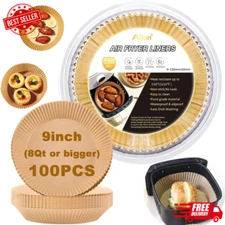 Ailun 9inch Round Air Fryer Disposable Paper Liners, 100PCS Non-Stick Air Fryer
