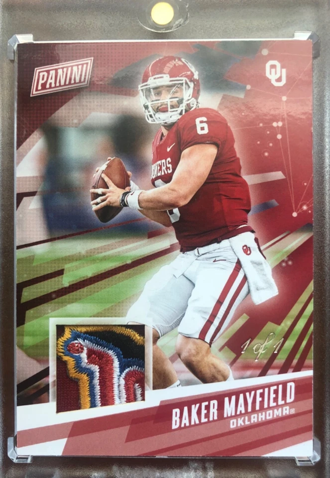 BAKER MAYFIELD 2019 PANINI FATHERS DAY 5 COLOR PATCH  1 OF 1  - TRUE 1/1 Sooners - Image 3 of 4