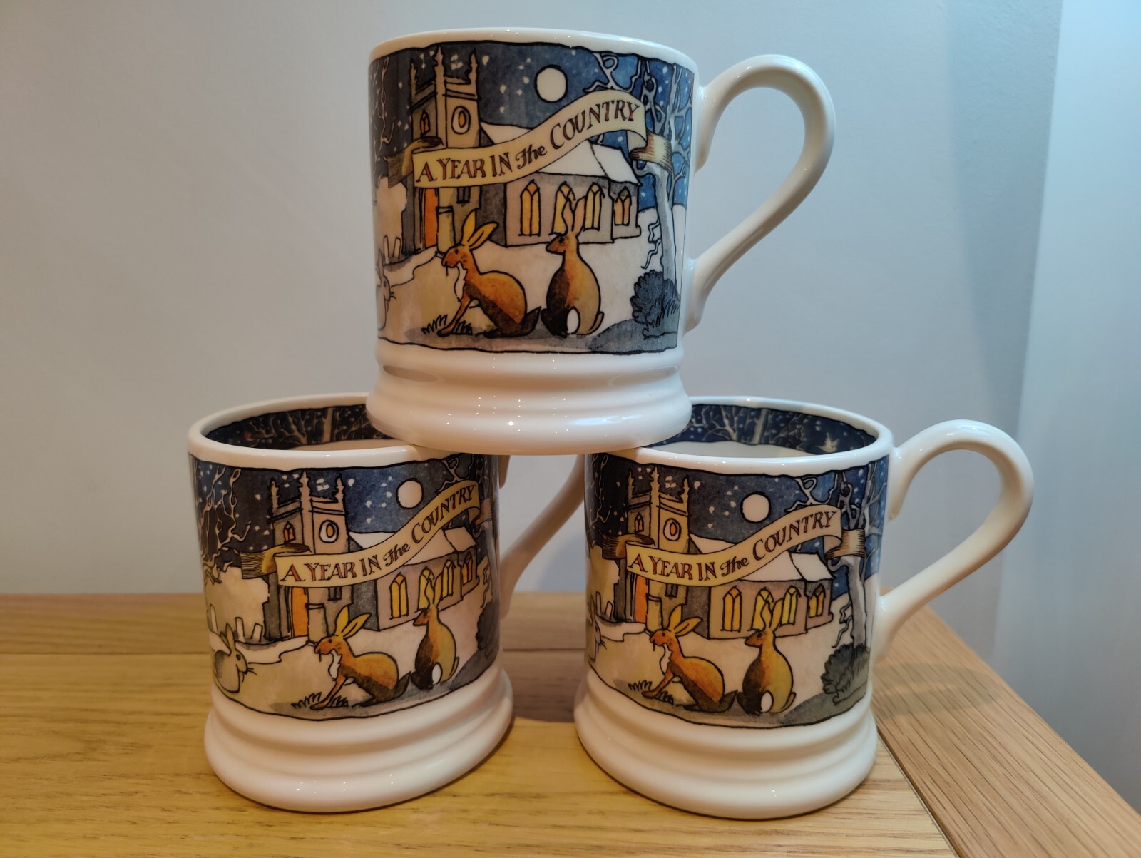 Emma Bridgewater Year In The Country 1/2 pint Christmas Deer, Rabbits