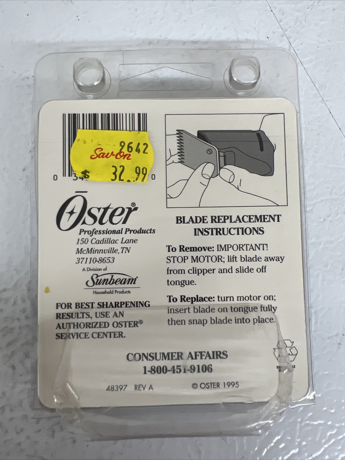 Oster Professional Replacement Clipper Blade Size 00000 76918-006 Classic 76