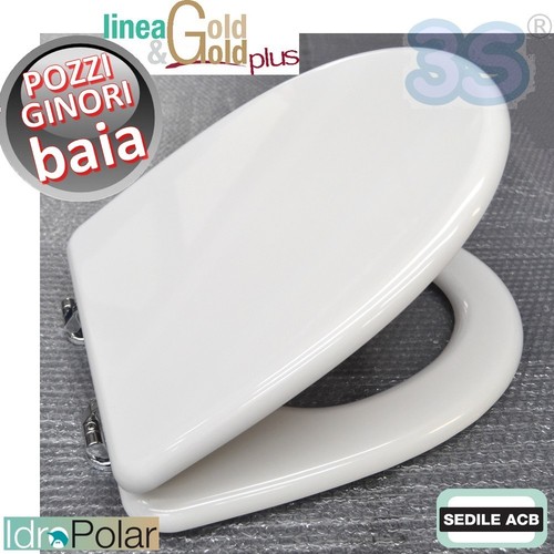 Sedile Per WC Selnova3 Pozzi Ginori - ACB Ercos Smart, Anima In Legno MDF, Bianco Antingiallente, Cerniere In Acciaio Regolabili, Made In Italy