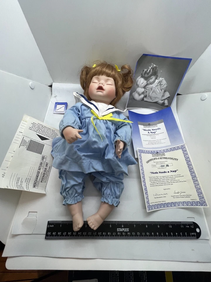 Vintage 1993 The Ashton Drake Porcelain Doll Nicole Needs a Nap Sailor Dress - Image 4 of 4