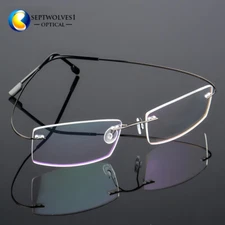 Flexible Titanium Alloy Rimless Reading Glasses Polycarbonate Customized Reader