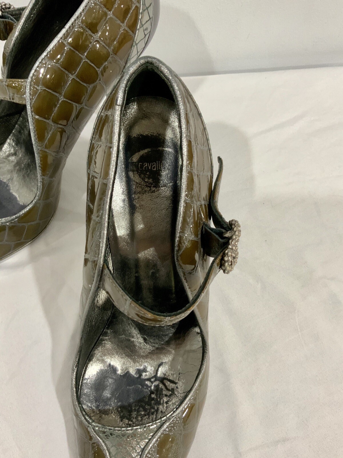 JUST CAVALLI Python Embossed Leather Mary Janes H… - image 12