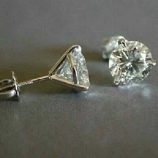 2.50Ct Lab Created Diamond Solitaire Stud Earrings Solid 14K White Gold Finish