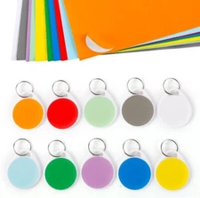 50 Pack Plastic Key Tags with Split Ring 1.5 Inch Round Writable Name Labels