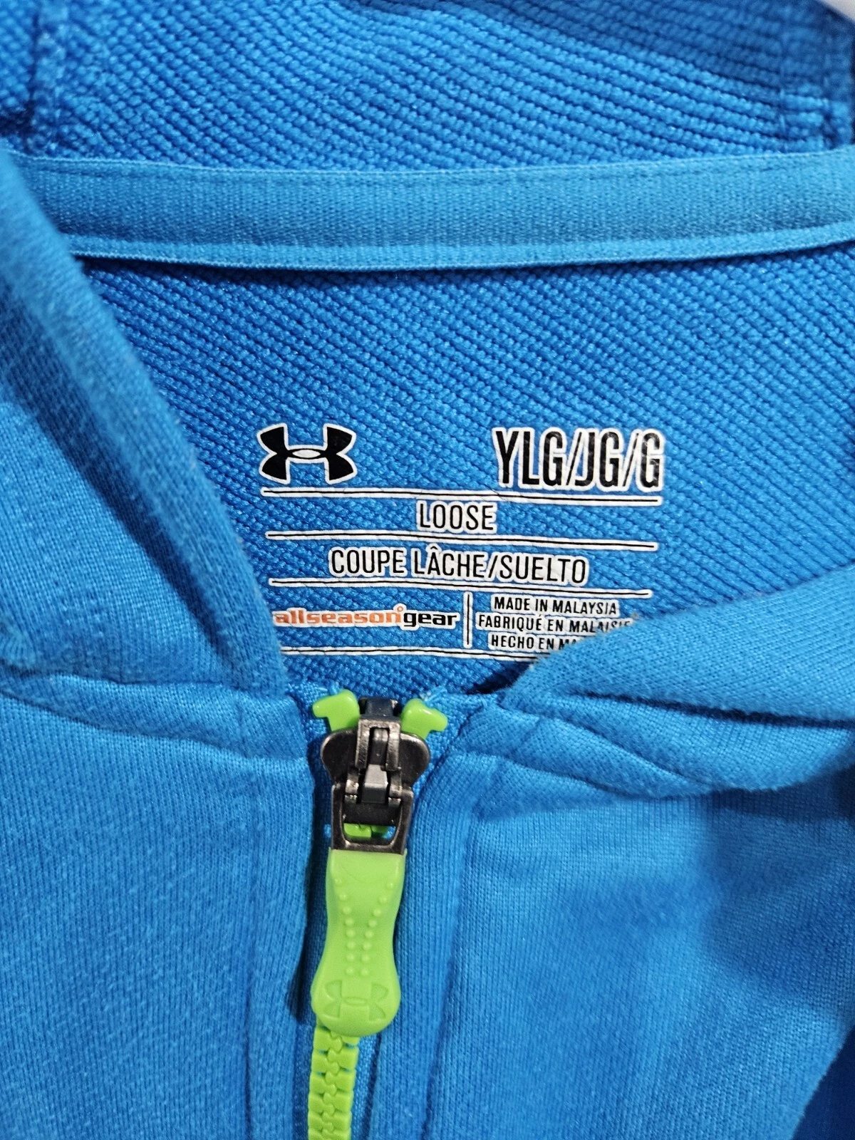 VETEMENTS Felpa con cappuccio Under Armour ragazza blu cerniera intera tutte le stagioni attrezzatura atletica taglia YLG