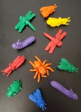 Insect Fly, Beetle, Spider,Caterpillar, Grasshopper,Dragonfly Toy Figure PVC Lot