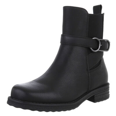 Used Look Damen Stiefeletten mit Dekoschnallen Ital-Design 4737 in Schwarz