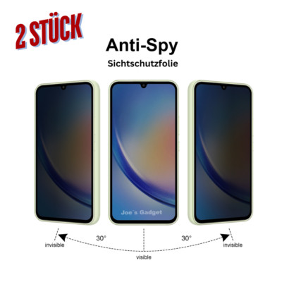 2x Samsung Galaxy A S Serie Blickschutzfolie | Anti Spy Privatsphäre Folie Matt