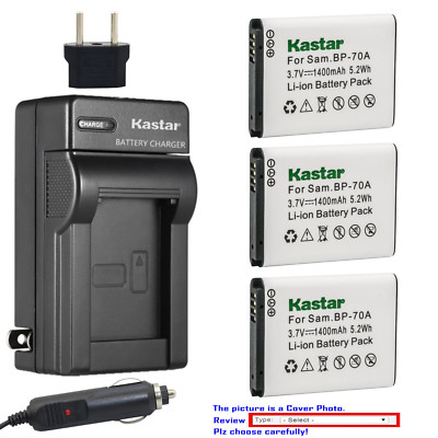 Kastar Battery Travel Charger for Samsung Genuine BP-70A 70A battery and charger