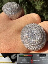 MOISSANITE Mens Huge Bust Down Rapper Iced Hip Hop Ring 14k Gold Over 925 Silver