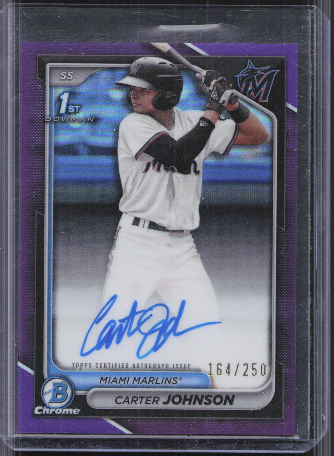 2024 Bowman Draft #CPA-CJ Carter Johnson 1st Chrome Auto Purple Refractor #/250