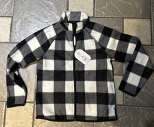 BRAND NEW BLACK WHITE PLAID ZIP FRONT FLEECE JACKET GIRLS 7/8 WONDER NATION