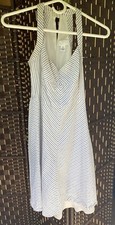 Loft Geometric Stripes Sleeveless High Neck Dress Vintage Inspired P0