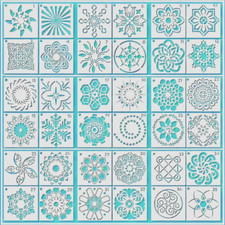 36 pcs Mandala Flower Stencils 3.54in x 3.54in w Ring Holder Reusable Dot Paint