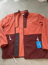 Columbia Sequoia Grove Full Zip Fleece Men’s XL Orange Burgundy/Brown Jacket New