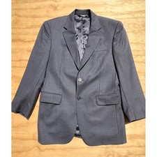 Jos. A. Bank Mens 39R Wool Blazer Charcoal Gray Micro Check Sport Coat 01110
