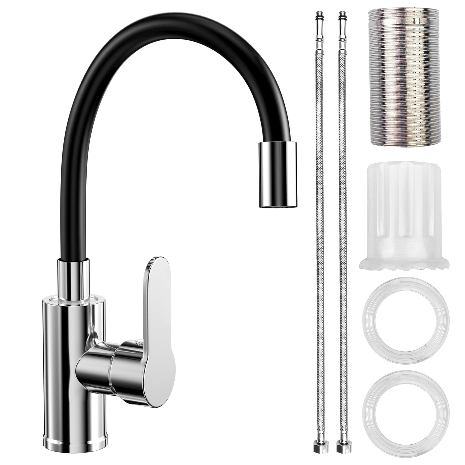 Robinet cuisine noir en laiton mitigeur évier flexible haut de gamme