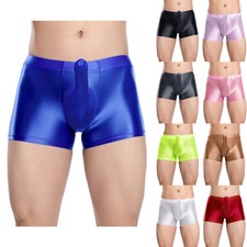 DE Sexy Herren Glänzend Boxershort Unterwäsche Trunks Panties mit Penishülle