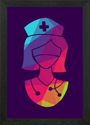 Regenbogen Polygon Krankenschwester 2 gerahmtes Wandbild Poster Leinwanddruck Bild