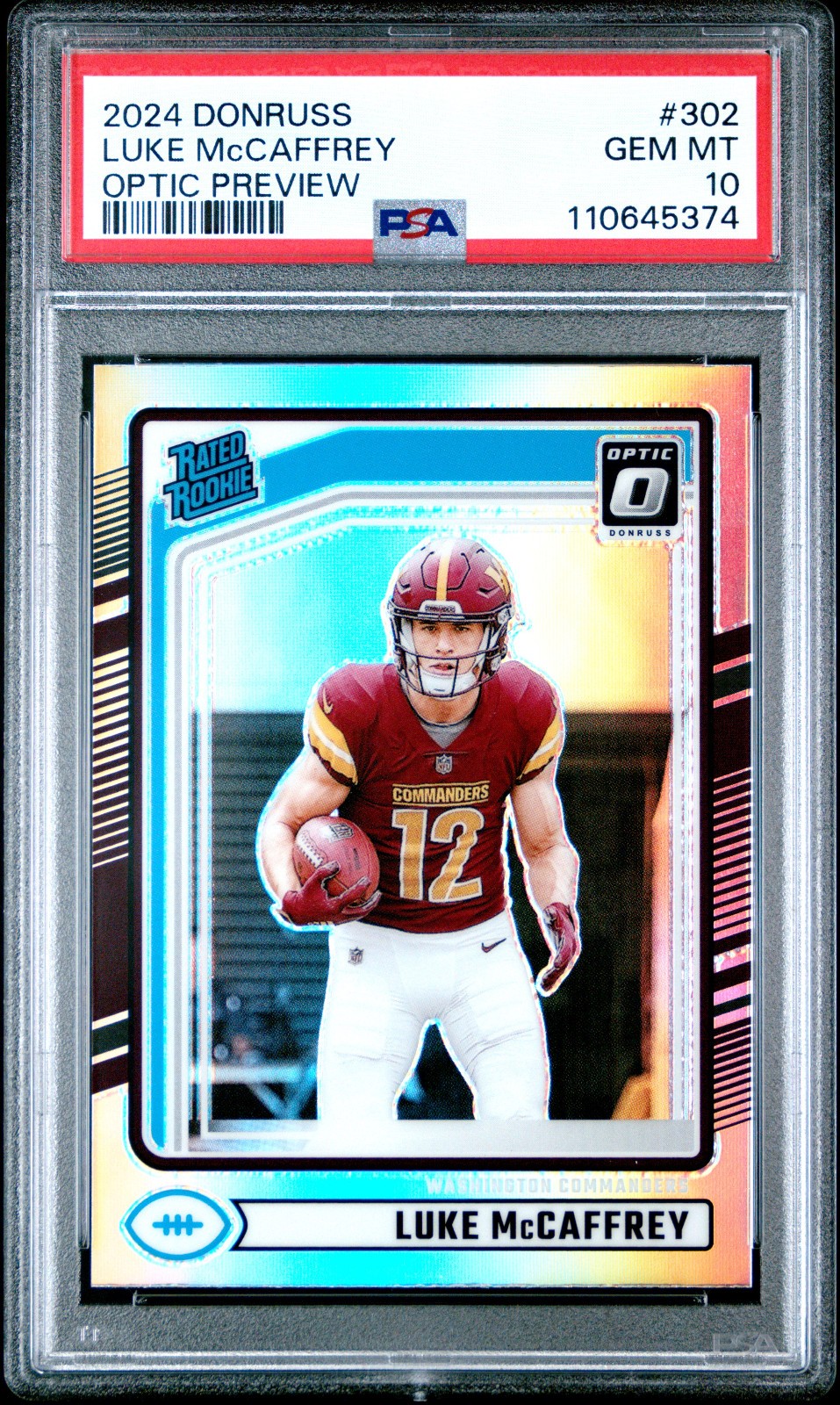 2024 Prizm #367 Luke McCaffrey Orange Ice RC PSA 10 *POP 3*