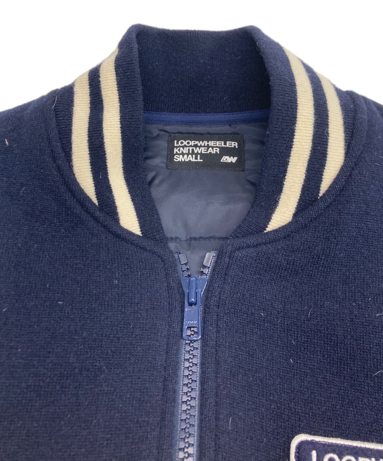 LOOPWHEELER Wool stadium jacket Size: SMALL Navy … - image 3