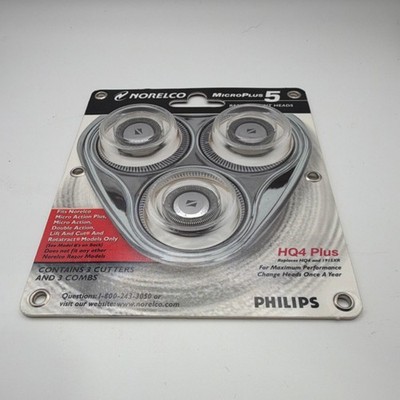 Philips Norelco MicroPlus 5 HQ4 Plus Replacement Shaver Heads 3 Cutters 3 Combs