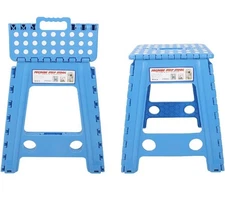 Portable Folding Step Stool for Adults Foldable Design with Safety Buckle Blue