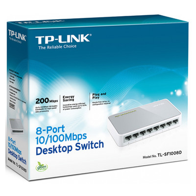 TP-LINK Desktop Ethernet Dwitch TL-SF1008D 8-Port 10/100 Mbps Hub