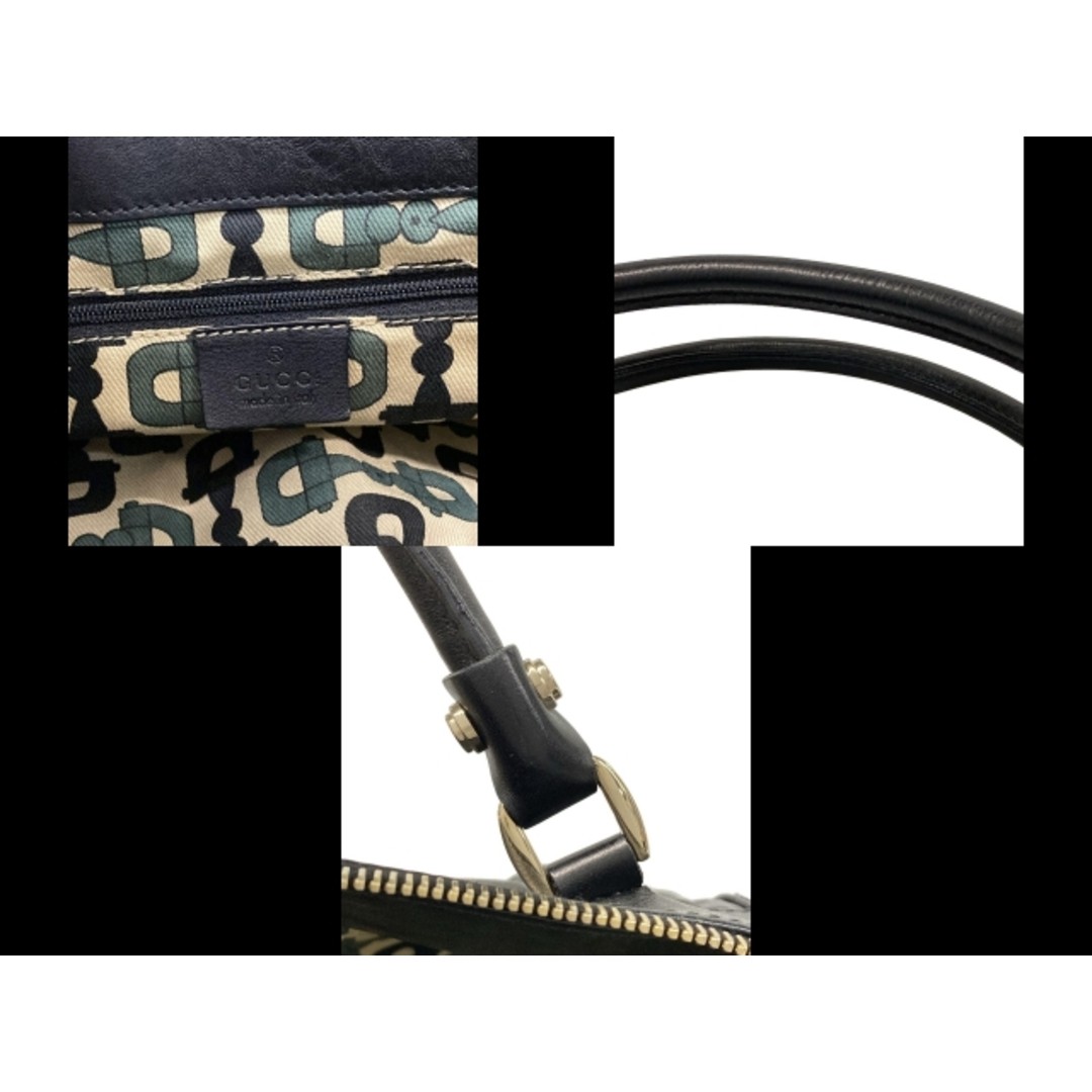 GUCCI Abbey Shimaline Handbag Black Leather Used Large 23x40cm thumbnail 10