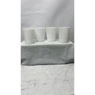 Vintage White Milk Glass Tumblers Set of 4 Tapered Juice Glasses 4 inch