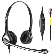 Telephone Headset with Microphone Noise Cancelling, RJ9 Phone Headset Compati...