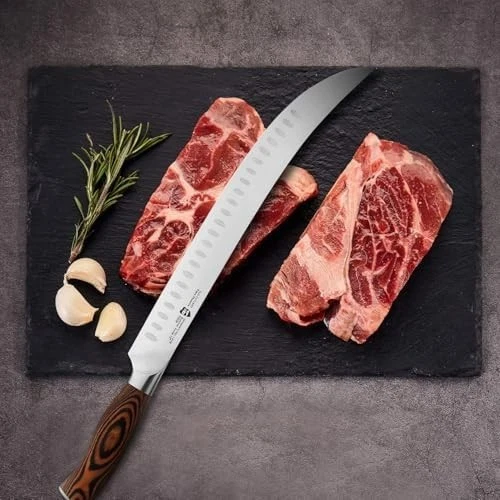 Cuchillo de carnicero - Cuchillos de carnicero S de 12 pulgadas curvos Granton Edge tallador Sli Foto 4 de 4