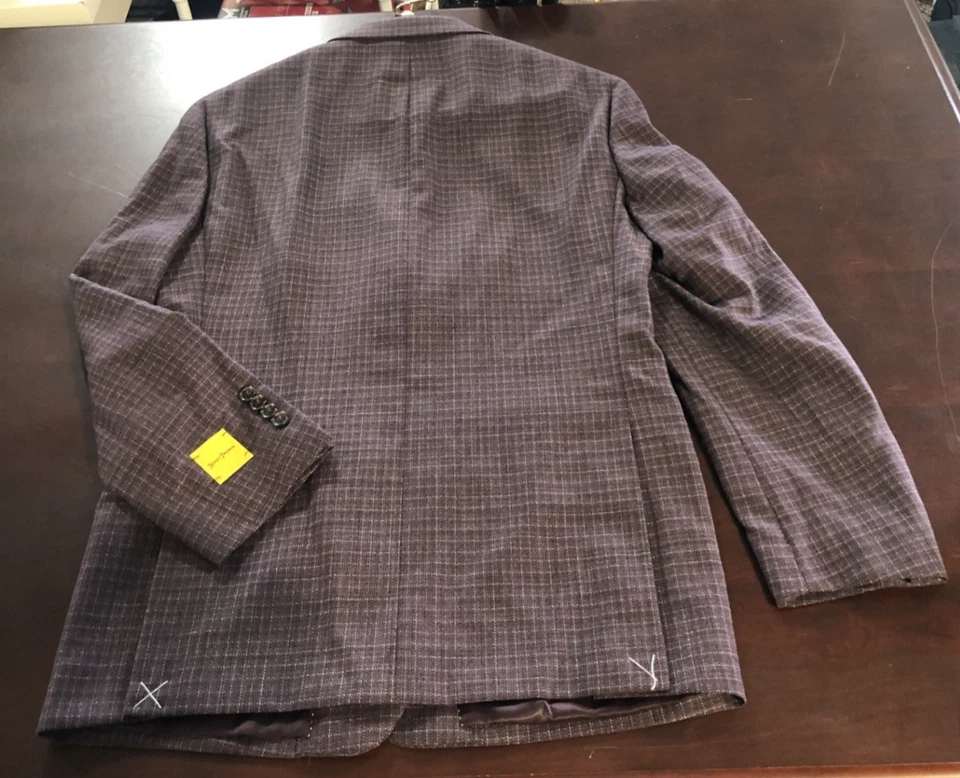 Abrigo deportivo de lana Hickey Freeman vino borgoña cuadros ajuste clásico talla 40R $395 Foto 2 de 3